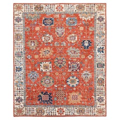 Tapis persan du Nord-Ouest, 246 cm x 305 cm, couleur orange, motif intégral, en laine douce, noué à la main