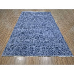 8'1"x10' Purple Saturated Colors and Design Hand Knotted Wool & Silk Rug