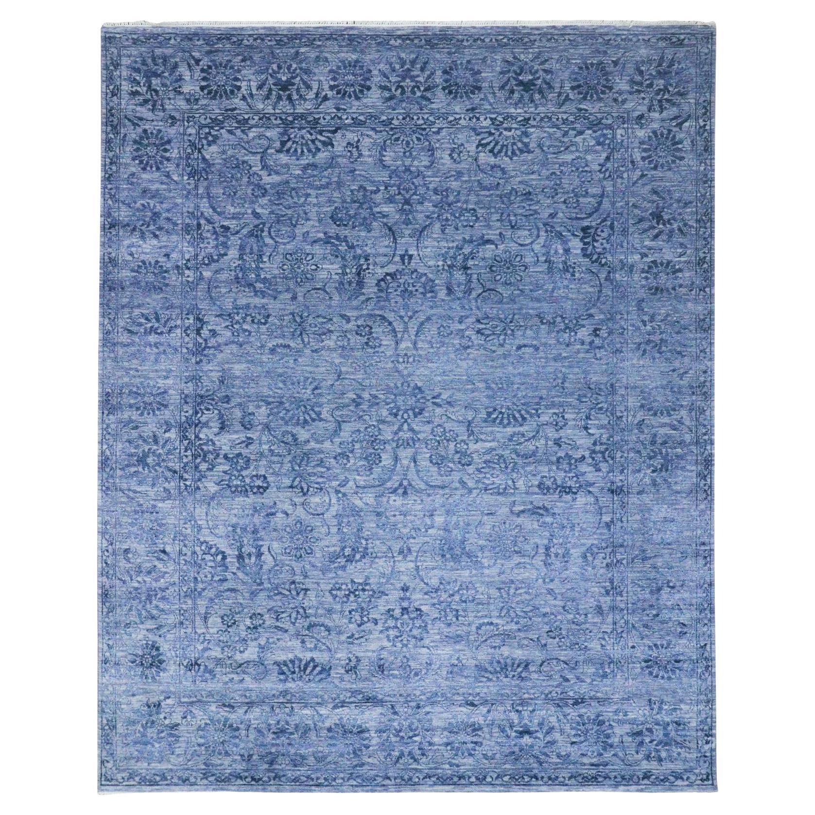 8
1"x10
Purple Saturated Colors and Design Hand Knotted Wool
Silk Rug