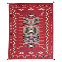 8'1"x10' Red Southwest Geometric Design Hand Woven Flat Weave Wool Oriental Rug
