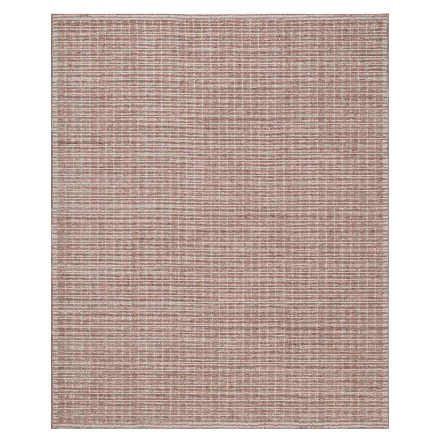 8'1"x10' Rose Pink Modern Plain Decor Box Design Loomed Knotted Soft Wool Rug