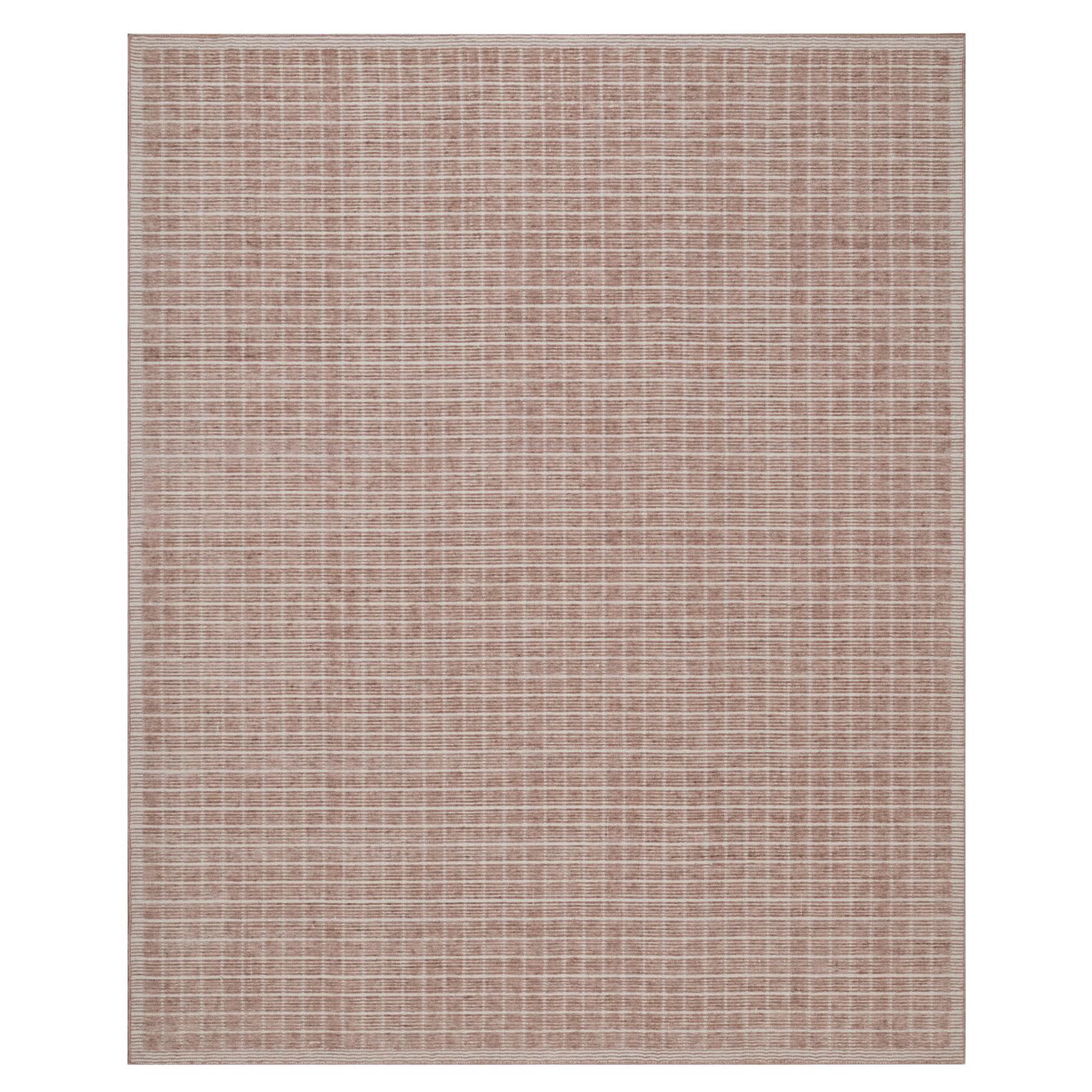 8
1"x10
 Rose Pink Modern Plain Decor Box Design Loomed Knotted Soft Wool Rug