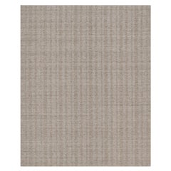 8'1"x10' Tan Brown Hand Loomed Salt and Pepper Effect Stripes Design Wool Rug
