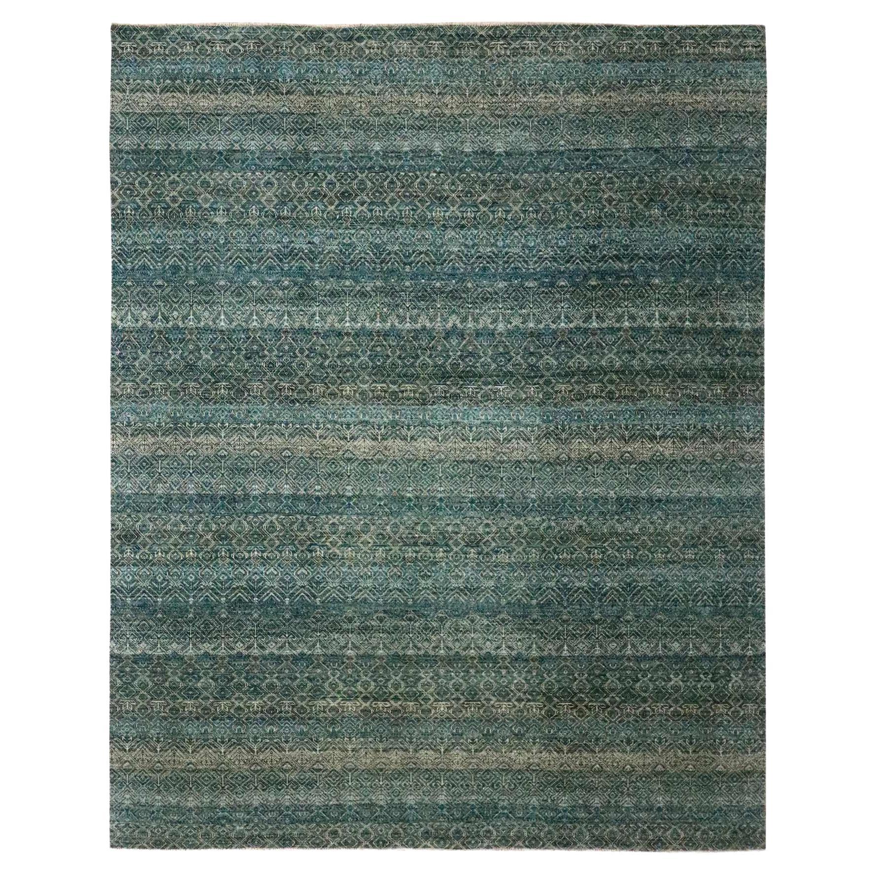 8
1 "x10
 Tapis en laine pure Kohinoor Herat à motifs géométriques, noué à la main, vert sarcelle en vente