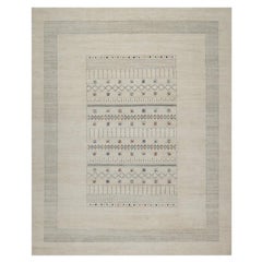 8'1 "x10' Gabbeh bianco di Lori Buft con figurine di animali annodato a mano interamente in lana