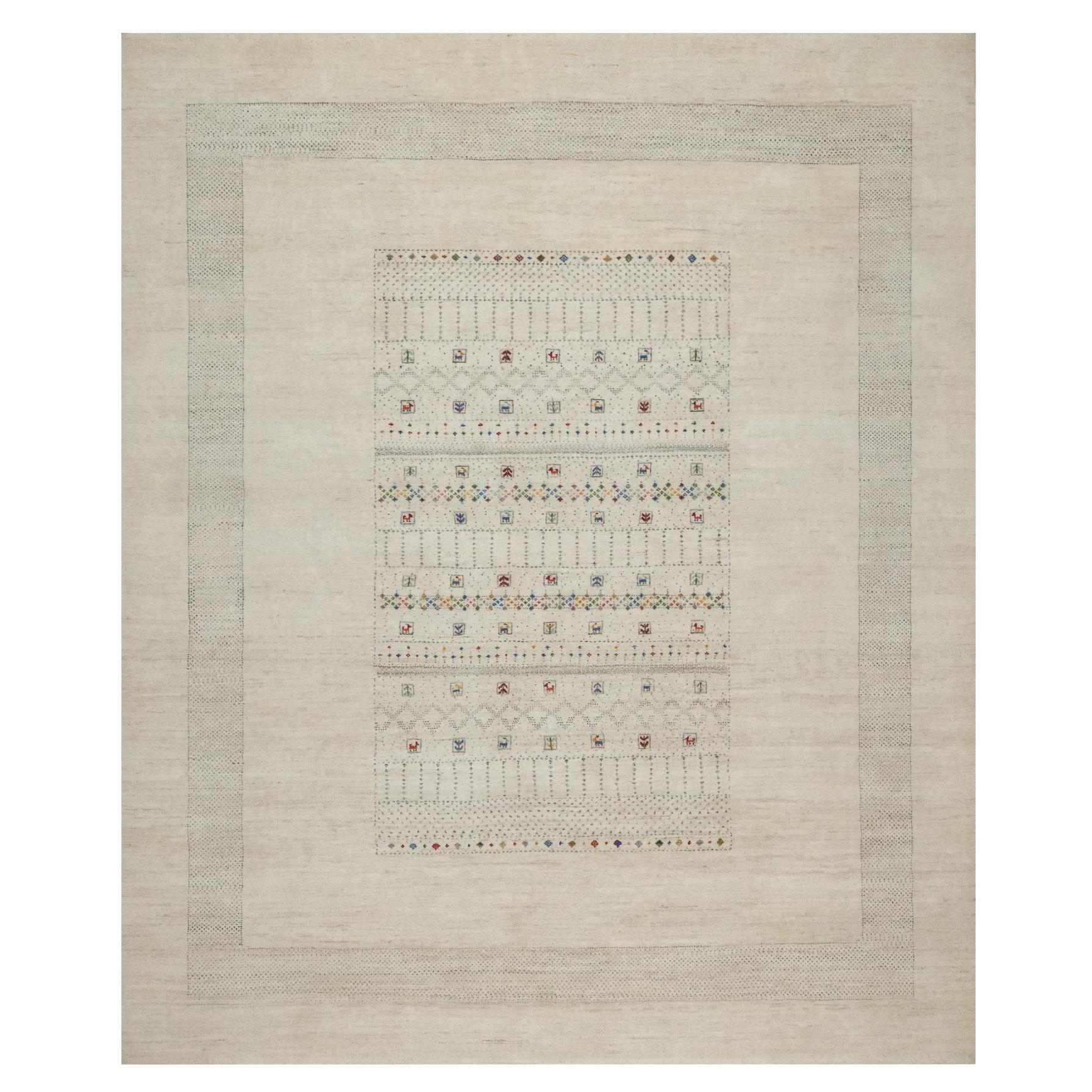 8
1 "x10
Weiß Modern Lori Buft Gabbeh Tierfiguren Handgeknüpfter Wollteppich