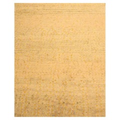 8'1 "x10'1" Beige THE BUTTONS Laine et soie Sari Tapis oriental noué à la main