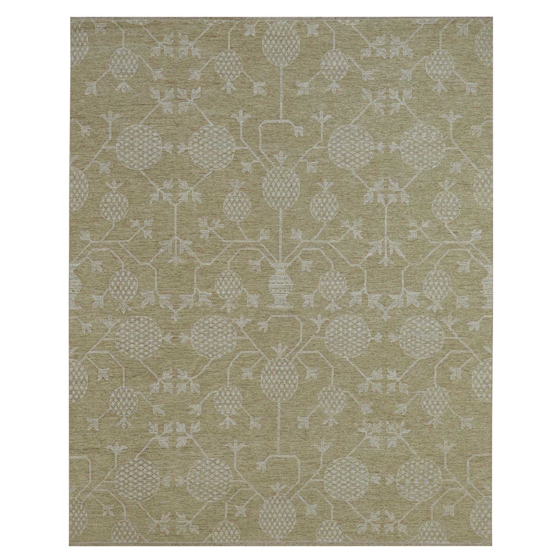 8
1 "x10
1" Braun Granatapfel Khotan Design Handgeknüpft Reine Wolle Orientteppich im Angebot