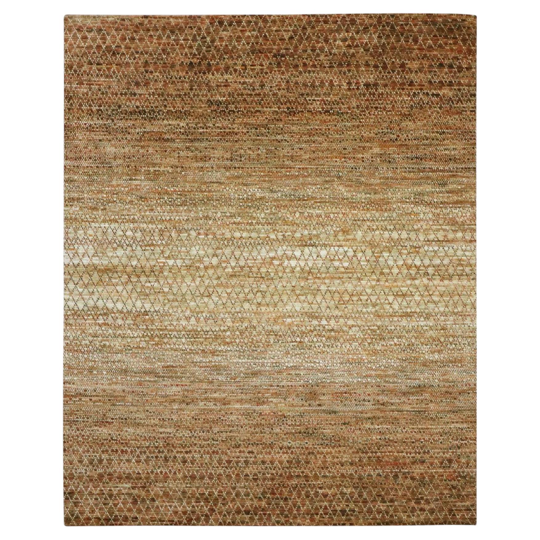 Alfombra oriental de lana pura anudada a mano, de color marrón cobre, con diseño de hierba, de 8'1" x 10'1"
