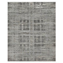 8
1 "x10
1" Grigio Annodato a mano Moderno Criss Cross Cancellato Design Lana Tappeto Orientale