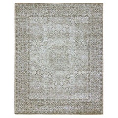 8'1 "x10'1" Grauer Pre Historic Mamluke Design Handgeknüpfter Orientteppich aus reiner Wolle