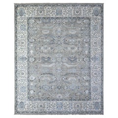 8'1 "x10'1" Grigio Sickle Leaf Design annodato a mano Peshawar Heris Wool Oriental Rugs