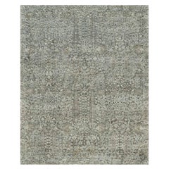 8'1"x10'1" Gray Willow Cypress Tree Design Silk with Wool Hand Knotted Rug