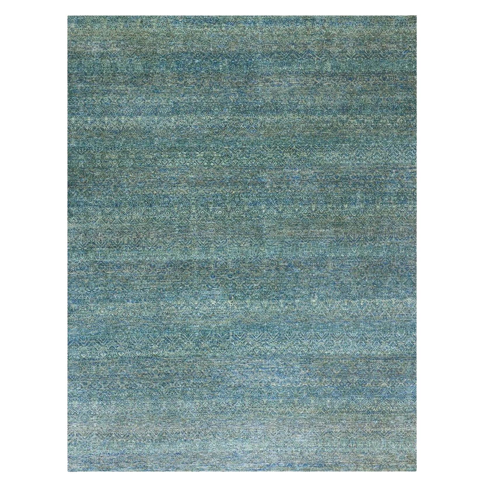 8'1 "x10'1" Greene & Greene senza bordi, annodato a mano a forma di diamante con motivo ripetitivo in lana R in vendita