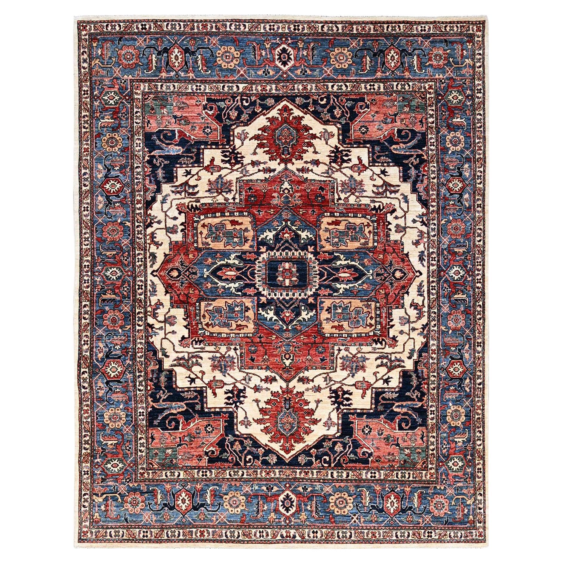 8
1"x10
1" Ivory Aryana Grade Serapi Heriz Hand Knotted Pure Wool Oriental Rug