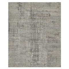 8
1 "x10
1" Light Gray Modern Erased Design Hand Knotted Undyed Natural Wool Rug