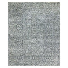 8
1"x10
1" Pebble Gray Intricate Geometric Design Wool and Silk Hand Knotted Rug