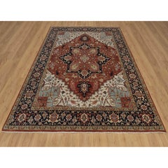 8'1 "x10'1" Rosso annodato a mano in lana anticata Fine Heriz Re-Creation Oriental Rugs