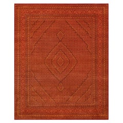 8'1 "x10'1" Tappeto orientale annodato a mano in lana e seta Tebraz Mahi color arancio piccante