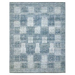 8
1 "x10
2" Aegean Blue Garden Design Agra Annodato a mano 100% Lana Tappeto Orientale