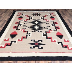 Tappeto in pura lana, tessuto a mano, con motivo geometrico in stile sud-occidentale, trama piatta, marrone, 246 x 310 cm