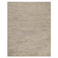 8'1"x10'2" Ivory Modern Design Textured Pure Wool Hand Knotted Oriental Rug