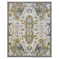 8'1"x10'2" ivoire polonaise Czartoryski motif persan noué à la main