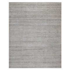 8'1"x10'2" Light Gray Modern Design Undyed Natural Wool Hand Knotted Rug