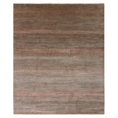 8'1 "x10'2" Rust Brown Modern Grass Design Tappeto tinto in lana e seta annodato a mano