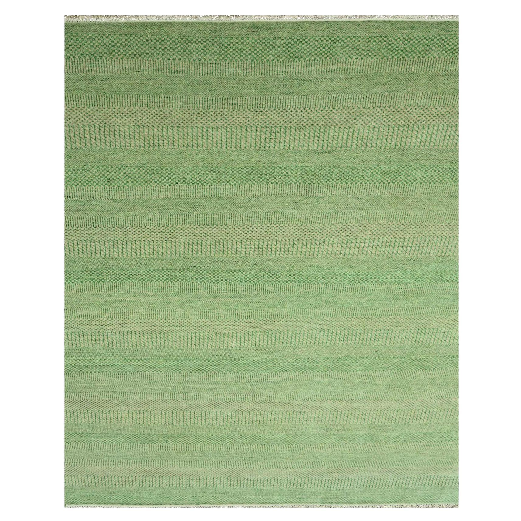 8'1 "x10'3" Tapis d'Orient en laine et soie nouée à la main Greene & Greene Design Modern Grass