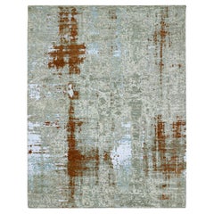 8'1 "x10'3" Rouge avec Beige Design Abstract Persian Knots Rugs en laine nouée à la main