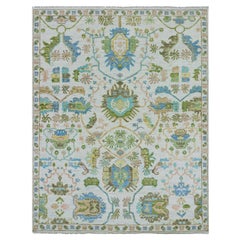 8'1"x10'4" Spring White Colorful Oushak Weave Hand Knotted 100% Wool Rug
