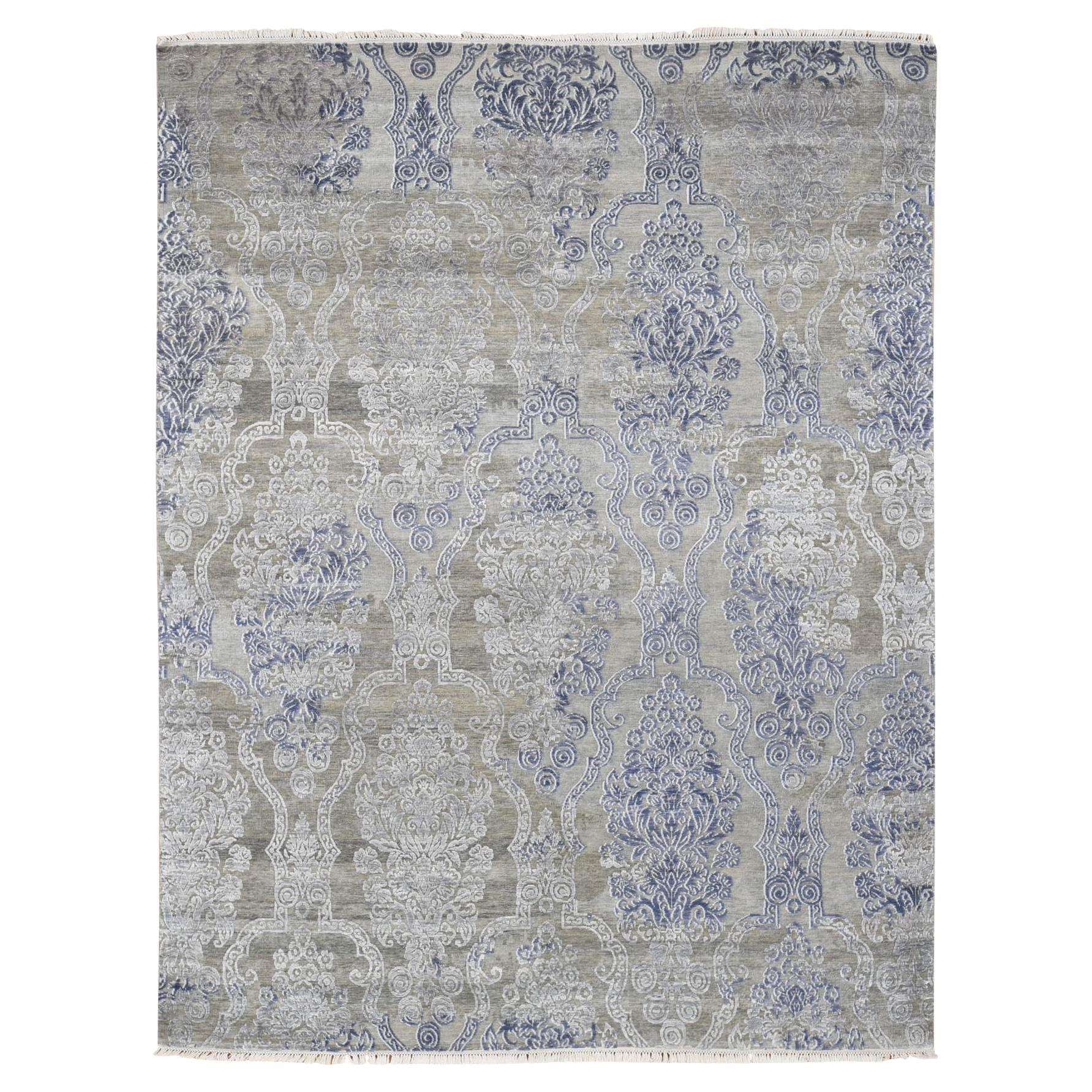 8
1 "x10
4" Taupe Hi and Lo Silk with Textured Wool Hand Knots Rugs transitionnel