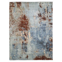 8'1"x10'6" Flint Gray Hand Knotted Natural Wool Abstract Design Oriental Rug