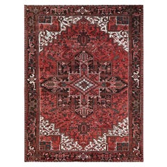 8'1"x10'8" Blush Red Vintage Persian Heriz Hand Knotted Pure Wool Oriental Rug