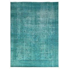 8'1"x11' Deep Green Hand Knotted 100% Wool Vintage Tebraz Clean Oriental Rug