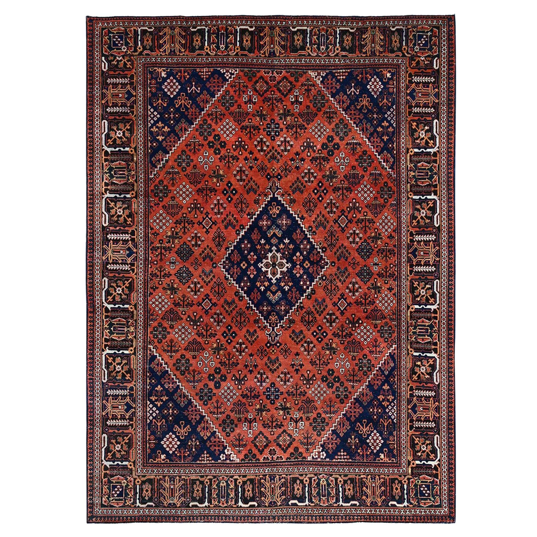 8'1 "x11'3" Rosso Ocra Annodato a mano Vintage Tutta Lana Joshagan Pulito Tappeto Orientale in vendita