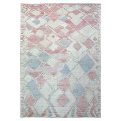 8'1"x11'7" Pink Soft Wool Hand Knotted Boujaad Moroccan Berber Oriental Rug