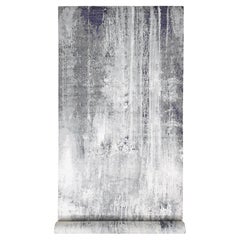 8'1 "x23'10" Alfombra Oriental Anudada a Mano de Lana y Seda con Diseño Abstracto Moderno Gris