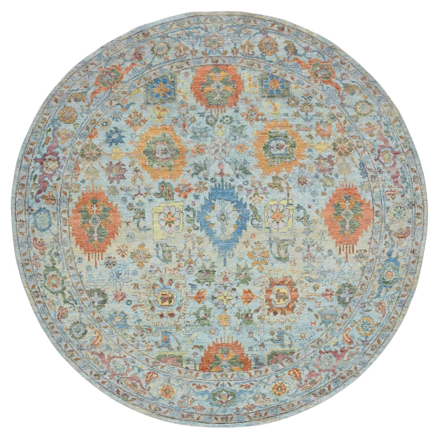 8
1 "x8
1" Beau Blau Handgeknüpft Sultanabad Reimagined Runder Teppich aus reiner Wolle