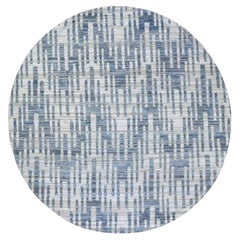 8'1"x8'1" Hand Knotted Pure Silk and Textured Wool Zigzag with Graph Design Rug