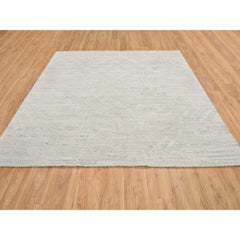 8'1 "x8'1" Hellgrau, Modernes Design, Natürliche Wolle, Handgeknüpfter Quadratischer Teppich