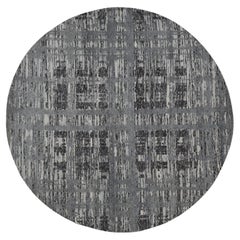 8'1 "x8'1" Nickel Grau Ungefärbt Natürliche Wolle Modernes Design Handgeknüpft Runde Teppich