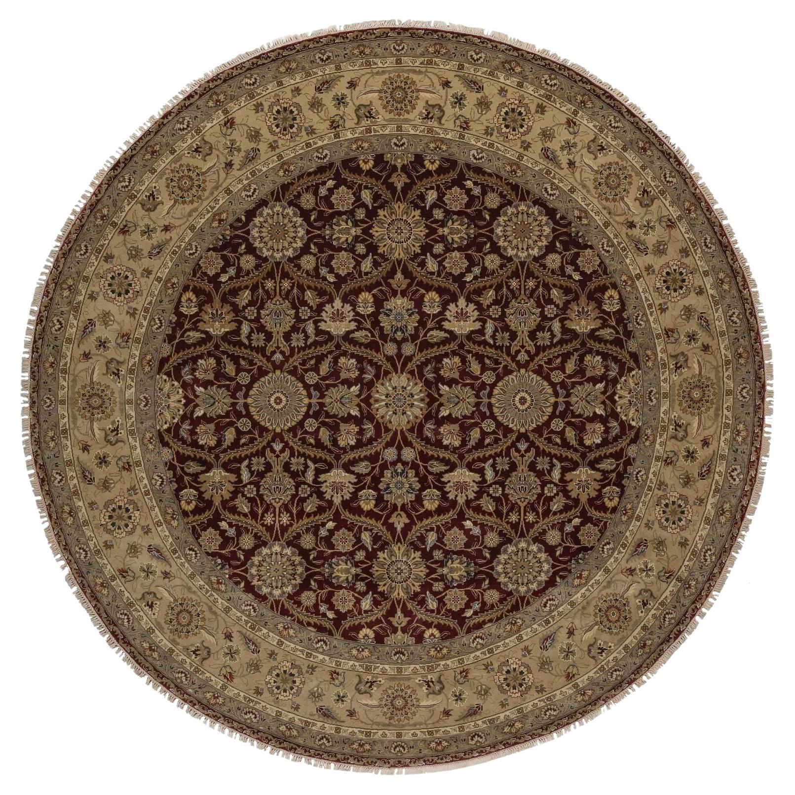 8
1 "x8
1" Weinrot Hereke All Over Design Wolle und Seide Hand geknüpft Runde Teppich