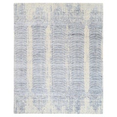 8'1 "x9'10" Tapis de soie Jacquard gris tissé à la main ton sur ton Erased Design