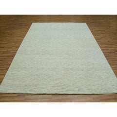 8'1 "x9'10" Elfenbein Modern Grass Handgeknüpft Nachhaltige Textilwolle Orientteppich