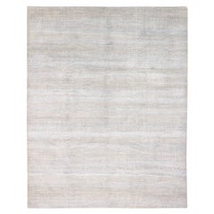 8'1"x9'10" Light Grey with Shades of Ivory, Hand Knotted, Wool Oriental Rug