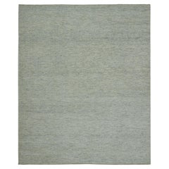 8'1"x9'10" Weißer, moderner, handgeknüpfter, orientalischer Teppich aus Wolle in Weißtönen auf Tone mit Grasdesign