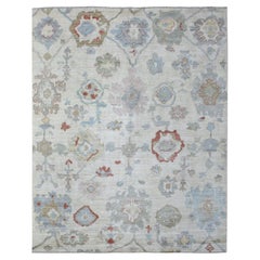 8'1"x9'10"Ivory Ivory - Tapis oriental en pure laine d'Afghan Angora Oushak noué à la main