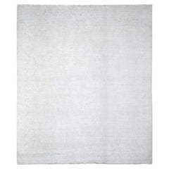 8'1"x9'5" Pastel Gray Hand Knotted Washed Out Peshawar Wool Oriental Rug